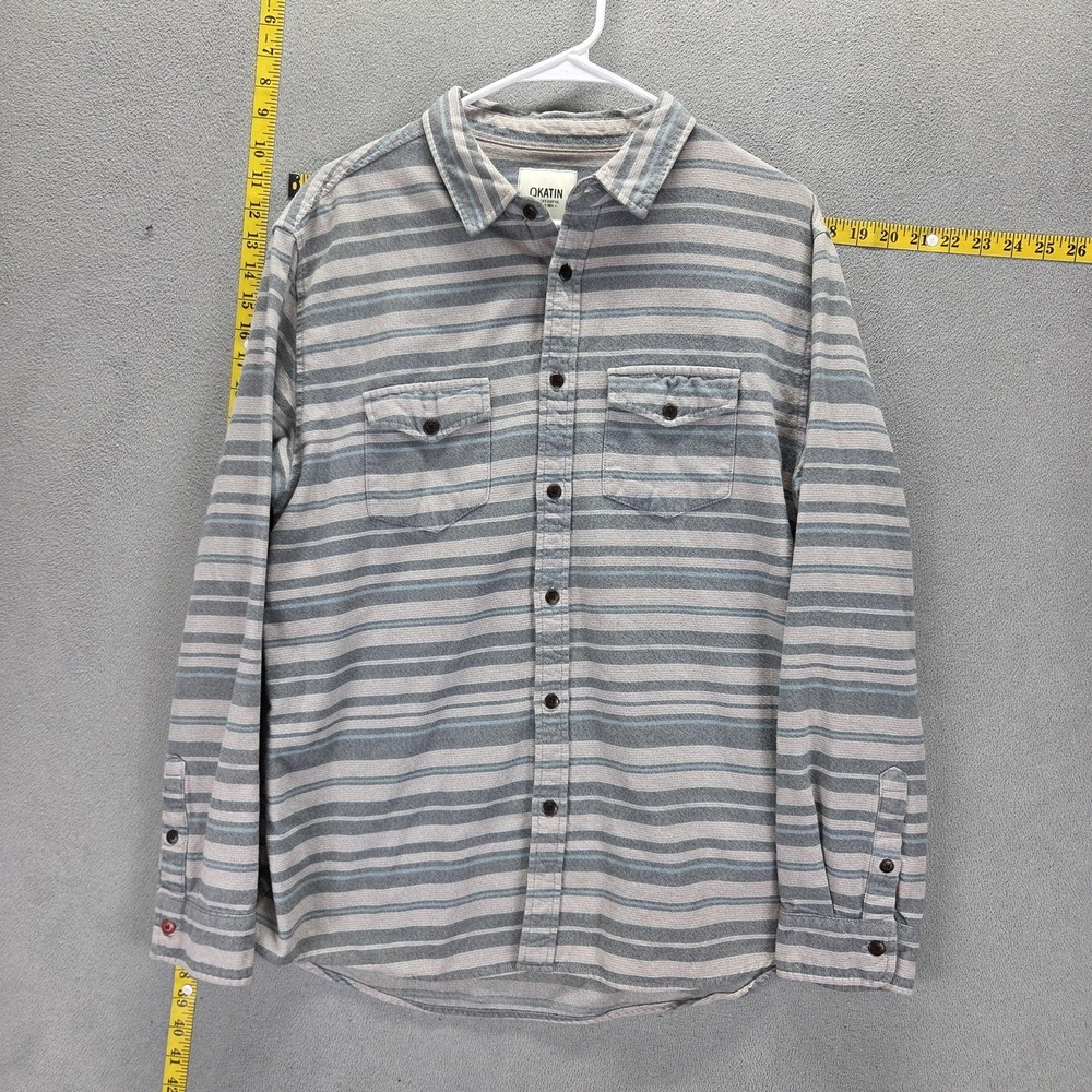 Katin Shirt Mens XL Gray Stripe Flannel Long Sleeve Button Front Casual Cotton